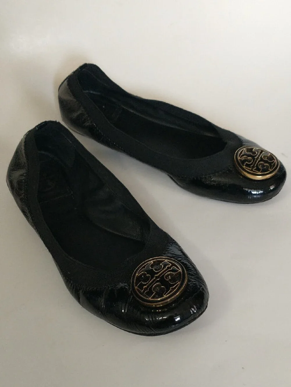 Tory Burch Women’s Black Patent Leather Logo Ballet Flats. SIZE 6.5